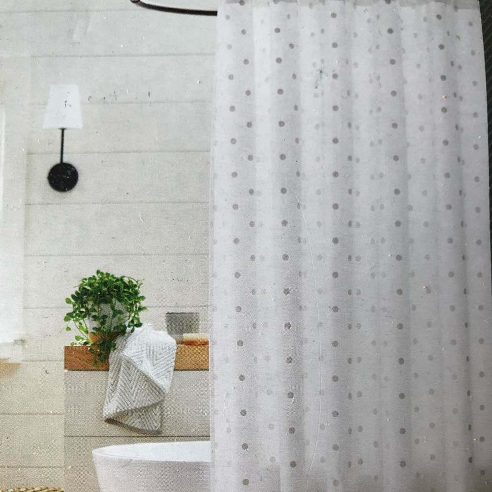 Fabric Threshold White Swiss Dot Crisp Shower Curtain